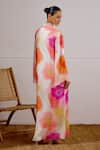 Shop_Lavanya Ahuja_Multi Color Chiffon V-neck Solstice Printed Kaftan _at_Aza_Fashions
