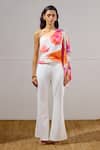 Shop_Lavanya Ahuja_White Crepe Flared Pant _at_Aza_Fashions