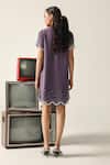Shop_House Of Zeniaa_Purple Crepe Rhinestones, Beads Round Neck Savanna Embellished Dress _at_Aza_Fashions
