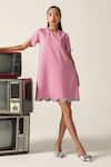 Buy_House Of Zeniaa_Pink Crepe Rhinestones Round Neck Ophelia Embellished Dress _at_Aza_Fashions