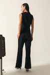 Shop_House Of Zeniaa_Black Crepe V-neck Elena Solid Vest And Trouser Set _at_Aza_Fashions