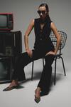 Buy_House Of Zeniaa_Black Crepe V-neck Elena Solid Vest And Trouser Set 