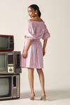 Shop_House Of Zeniaa_Pink Cotton, Lurex Off-shoulder Scarlett Off Dress _at_Aza_Fashions