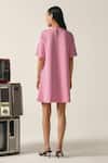 Shop_House Of Zeniaa_Pink Crepe Beads, Embroidery Round Neck Kate Floral Embellished Dress _at_Aza_Fashions