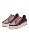 Buy_Dang Shoes_Burgundy Animal Textured Sneakers _at_Aza_Fashions