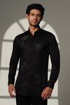 Buy_Sanjana Reddy Designs_Black Cotton Embroidery Palm Tree Shirt _at_Aza_Fashions