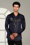 Buy Sanjana Reddy Designs Blue Cotton Embroidery 3d Pheonix Shirt at Aza Fashions Buy_Sanjana Reddy Designs_Blue Cotton Embroidery 3d Pheonix Shirt _at_Aza_Fashions