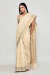 Shop_Samyukta Singhania_Off White Cotton, Silk Zari, Butti Woven Pattern Saree With Running Blouse _Online_at_Aza_Fashions