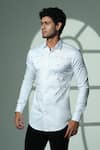 Buy_Sanjana Reddy Designs_White Cotton Studs, Embroidery Pyramid Polka Shirt _at_Aza_Fashions
