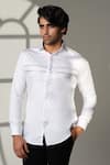 Buy_Sanjana Reddy Designs_White Cotton Embroidery Arrows Placement Shirt _at_Aza_Fashions