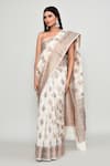 Shop_Samyukta Singhania_Off White Silk Zari, Metallic Butti Woven Pattern Saree With Running Blouse _Online_at_Aza_Fashions