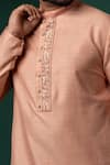 Minikin_Peach Silk, Viscose Embroidery, Pearls Kurta With Pant _Online_at_Aza_Fashions