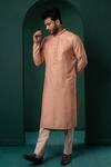 Buy_Minikin_Peach Silk, Viscose Embroidery, Pearls Kurta With Pant _Online_at_Aza_Fashions