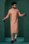 Minikin_Peach Silk, Viscose Embroidery, Pearls Kurta With Pant _at_Aza_Fashions