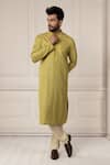 Buy_Minikin_Green Silk, Viscose Embroidery Placket Kurta Set _Online_at_Aza_Fashions