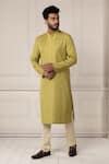 Minikin_Green Silk, Viscose Embroidery Placket Kurta Set _at_Aza_Fashions
