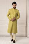 Buy_Minikin_Green Silk, Viscose Embroidery Placket Kurta Set _at_Aza_Fashions