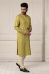 Buy_Minikin_Green Silk, Viscose Embroidery Placket Kurta Set 