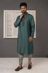 Buy_Minikin_Green Silk Embroidery Placement Kurta Set _Online_at_Aza_Fashions