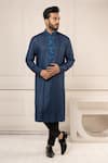 Buy_Minikin_Blue Silk Embroidery Resham Kurta Set _at_Aza_Fashions