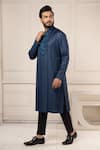 Buy_Minikin_Blue Silk Embroidery Resham Kurta Set _Online_at_Aza_Fashions