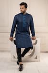 Shop_Minikin_Blue Silk Embroidery Resham Kurta Set _Online_at_Aza_Fashions