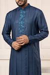 Minikin_Blue Silk Embroidery Resham Kurta Set _at_Aza_Fashions