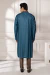 Shop_Minikin_Blue Silk, Dupion Embroidery Leaf Kurta Set _at_Aza_Fashions