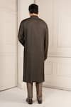 Shop_Minikin_Brown Silk Embroidery Lotus Kurta Set _at_Aza_Fashions