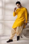 Buy_Minikin_Yellow Silk, Viscose Embroidery Pathani Kurta Set _Online_at_Aza_Fashions