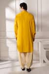Shop_Minikin_Yellow Silk, Viscose Embroidery Pathani Kurta Set _at_Aza_Fashions