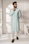 Buy_Minikin_Aqua Silk, Viscose Embroidery Floral Placement Kurta Set _at_Aza_Fashions
