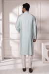 Shop_Minikin_Aqua Silk, Viscose Embroidery Floral Placement Kurta Set _at_Aza_Fashions