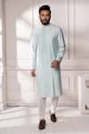 Buy_Minikin_Aqua Silk, Viscose Embroidery Floral Placement Kurta Set _Online_at_Aza_Fashions