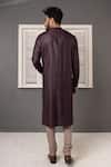 Shop_Minikin_Wine Silk, Viscose Embroidery Mirror Placket Kurta Set _at_Aza_Fashions