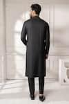 Shop_Minikin_Black Silk, Viscose Embroidery Placement Kurta Set _at_Aza_Fashions
