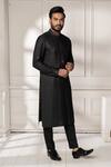 Minikin_Black Silk, Viscose Embroidery Placement Kurta Set _Online_at_Aza_Fashions
