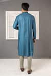 Shop_Minikin_Blue Silk, Viscose Embroidery Geometric Kurta Set _at_Aza_Fashions