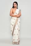 Samyukta Singhania_Off White Silk Zari Butti Woven Pattern Saree With Running Blouse _Online_at_Aza_Fashions