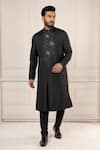 Buy_Minikin_Black Dupion, Silk, Viscose Embroidery Thread Kurta Set _at_Aza_Fashions