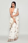 Shop_Samyukta Singhania_Off White Silk Zari Butti Woven Pattern Saree With Running Blouse _Online_at_Aza_Fashions