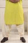 Minikin_Lime Cotton Mirrors Work Pathani Kurta Set _Online_at_Aza_Fashions