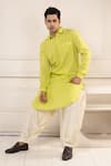 Buy_Minikin_Lime Cotton Mirrors Work Pathani Kurta Set 