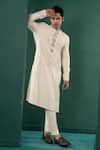 Minikin_Off White Silk Embroidery Hand Kurta Set _Online_at_Aza_Fashions