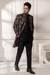 Buy_Minikin_Black Silk, Viscose Printed Achkan Set 