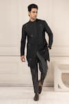 Buy_Minikin_Black Silk Embroidery Abstract Floral Pattern Kurta Set _at_Aza_Fashions