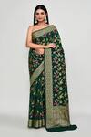 Buy_Samyukta Singhania_Green Silk Zari, Embroidery Floral Woven Pattern Saree With Running Blouse _at_Aza_Fashions