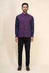 Arihant Rai Sinha_Wine Polyester Solid Sleeveless Mandarin Nehru Jacket _Online_at_Aza_Fashions
