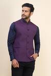 Arihant Rai Sinha_Wine Polyester Solid Sleeveless Mandarin Nehru Jacket _at_Aza_Fashions
