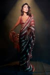 Buy_Vvani By Vani Vats_Multi Color Georgette Sequins, Gota Pre-draped Embroidered Saree With Blouse _at_Aza_Fashions